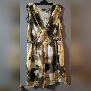 Massimo Olive and Cream Sleeveless Dress